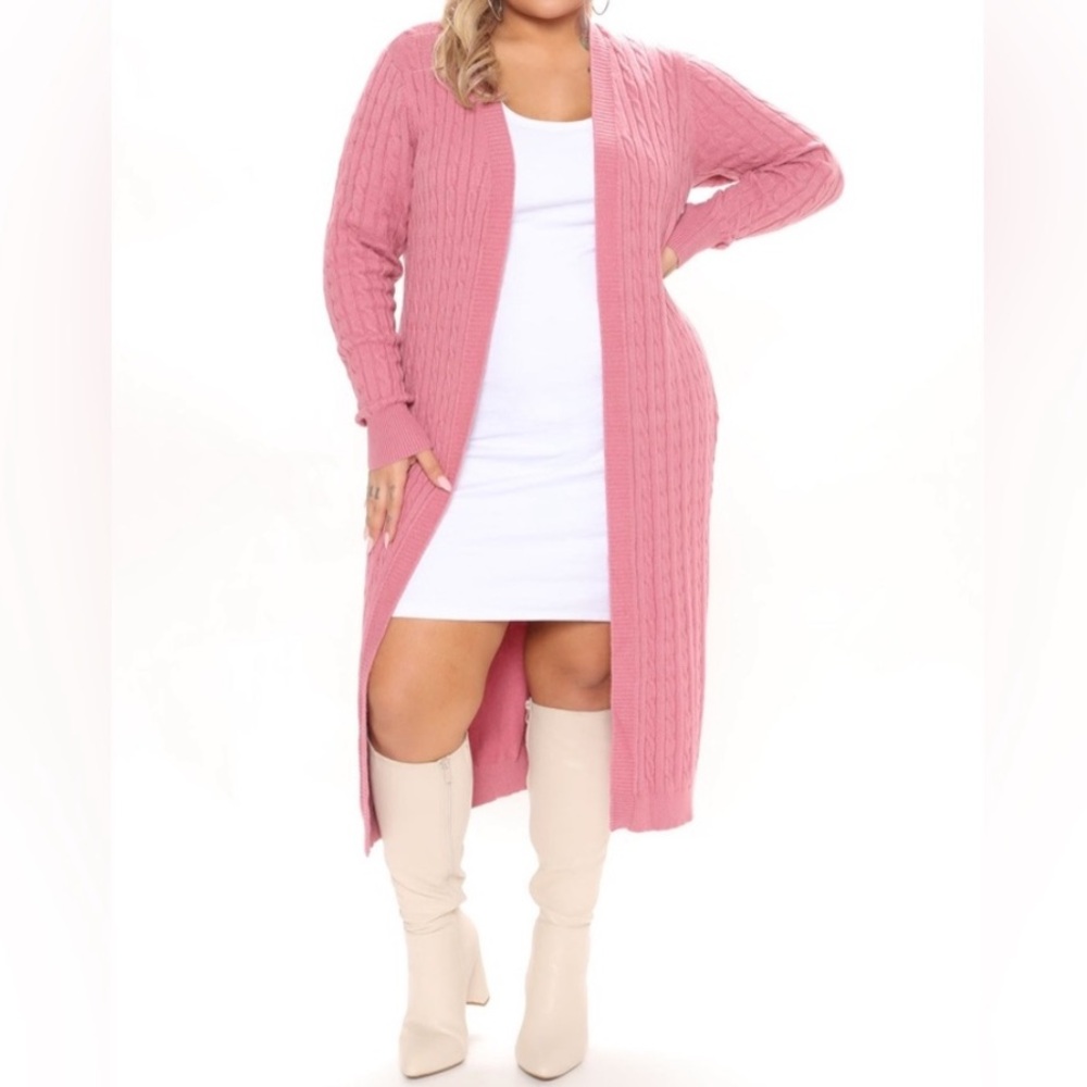 🟠NWT! Alessandra Cable Knit Duster Cardigan in Mauve 1X